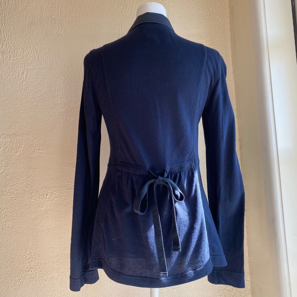 Free People navy blue t-shirt jacket with drawstring back Size 8 - Picture 6 of 16